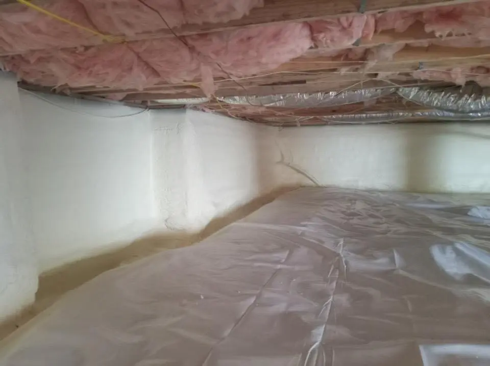 Crawl space encapsulation with closed-cell spray foam for Roof Waterproofing in Rockland